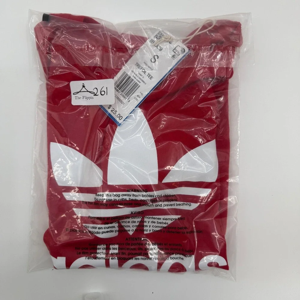 Adidas Originals Kids Trefoil Tee T-Shirt Red White Logo NWT Small‎ Youth 9/10